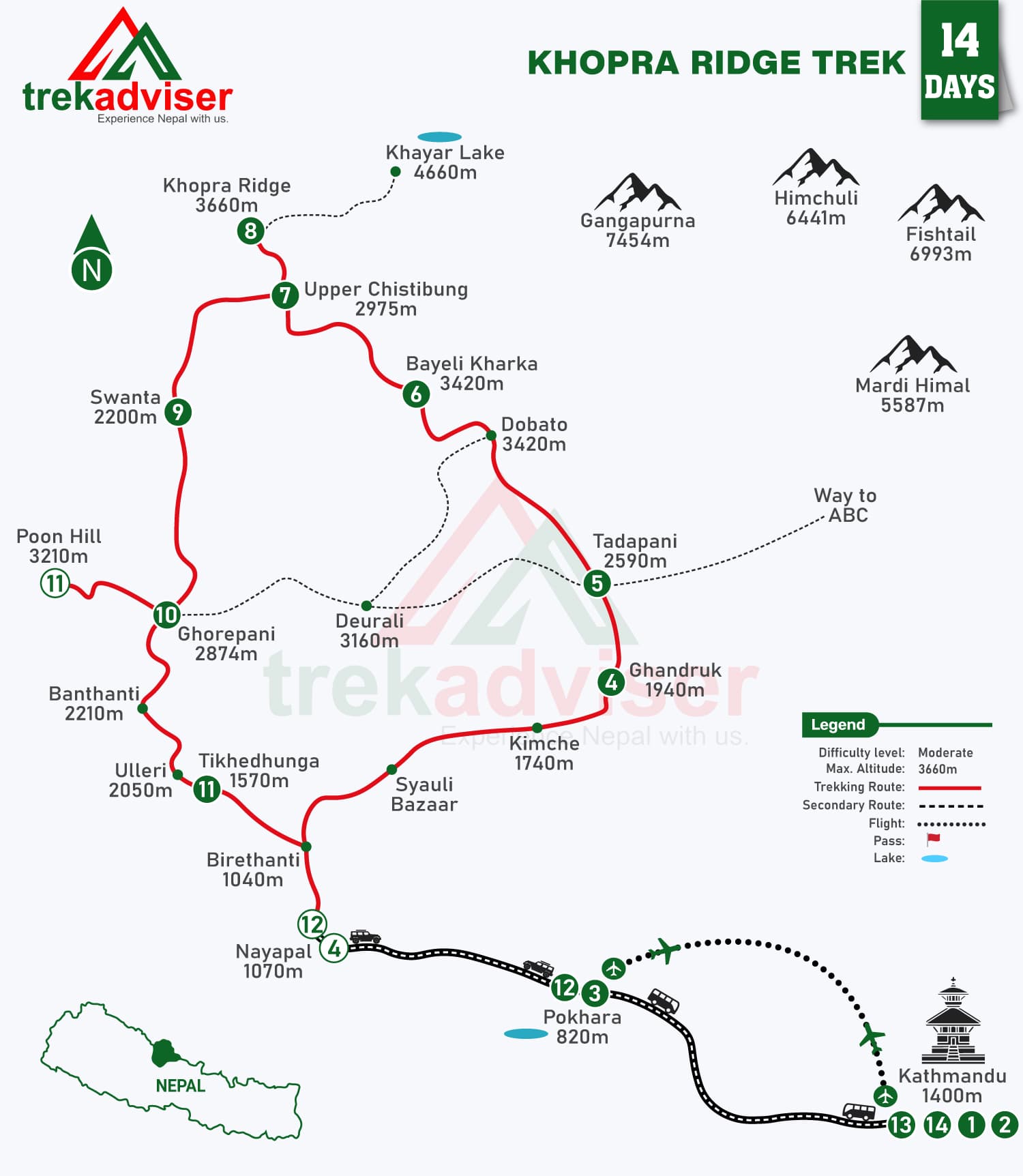 Khopra Ridge Trek Map