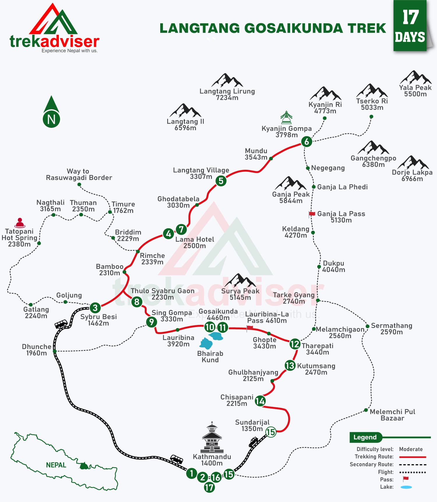 Langtang-Gosainkunda-Trek map