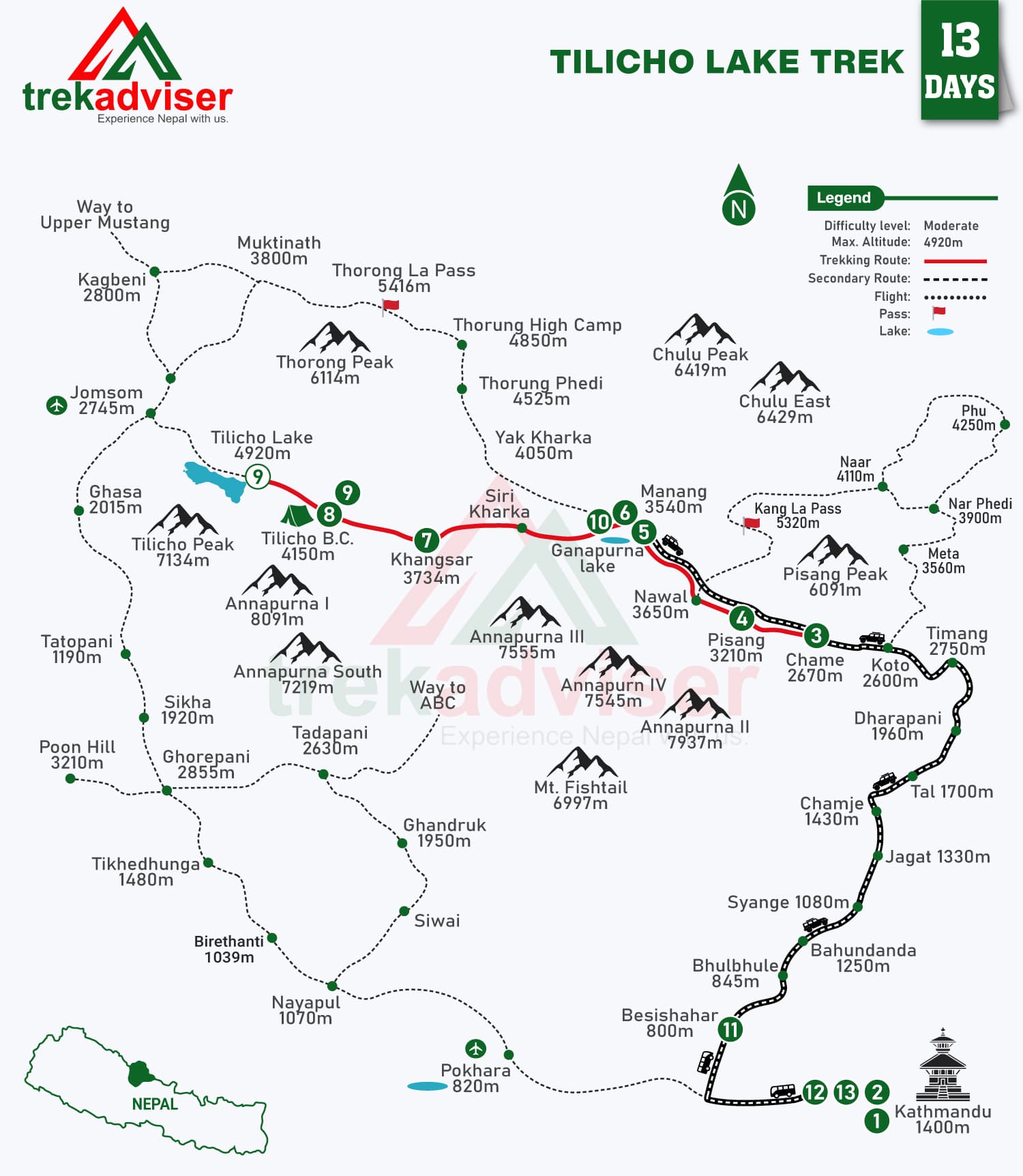 Tilicho Lake Trek Map